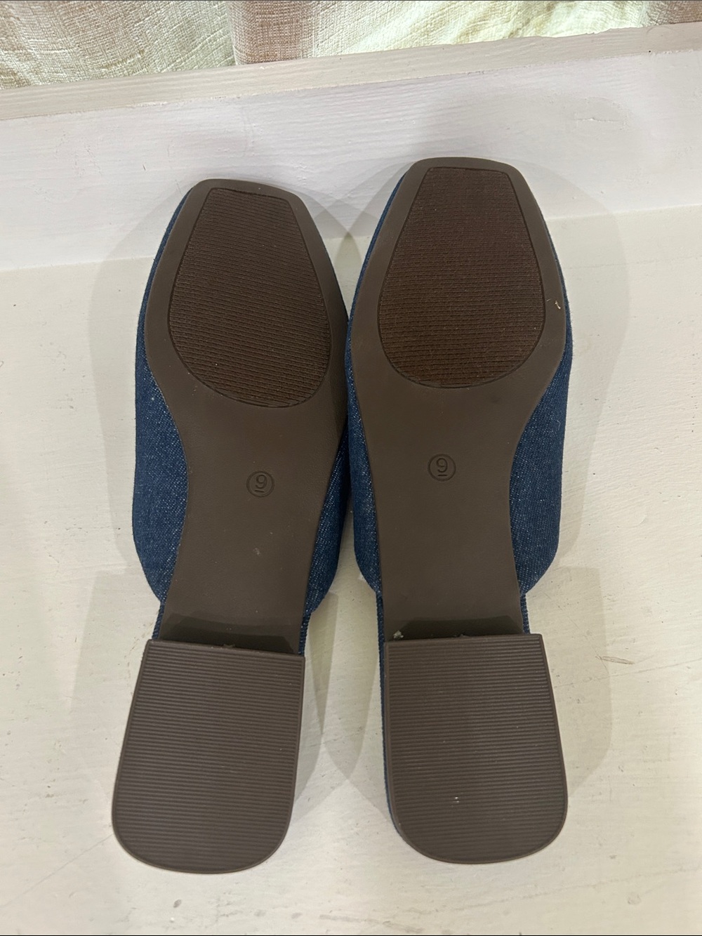 Denim Slide Mules with Tan Ring Detail - Women Shoes - Picture 3 of 3